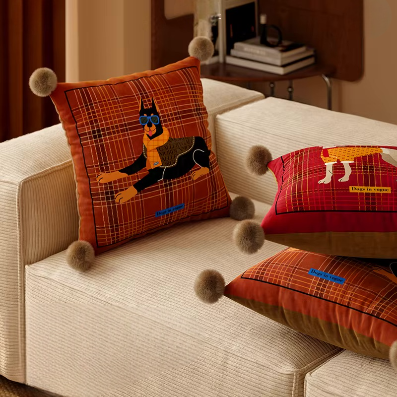 Scottish Red & Brown Dog Pillow Covers