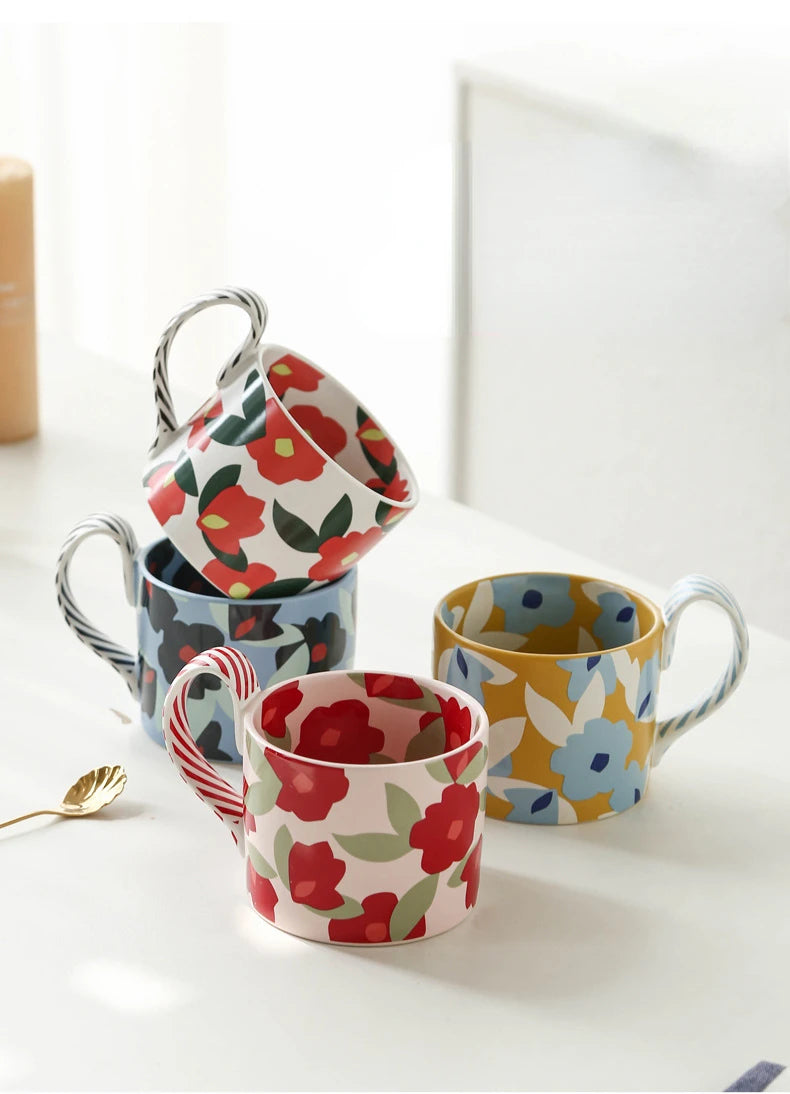 Unique Korean Flower Mugs