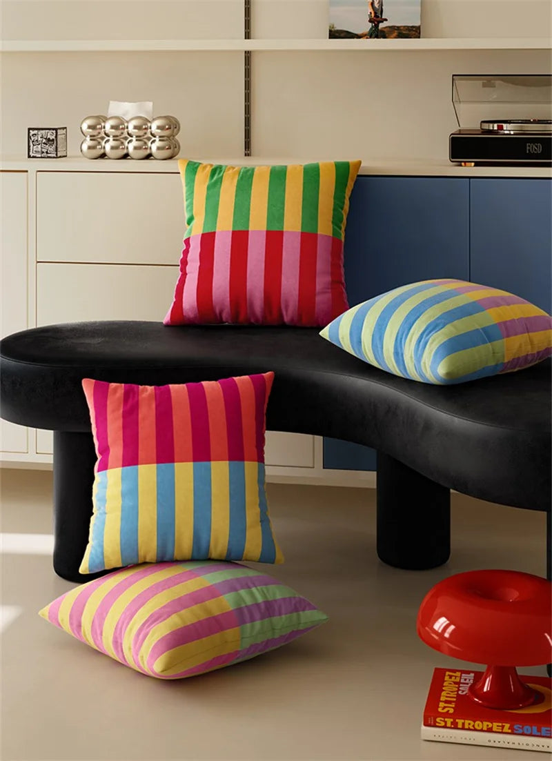 Colorful Hippie Stripe Pillow Covers