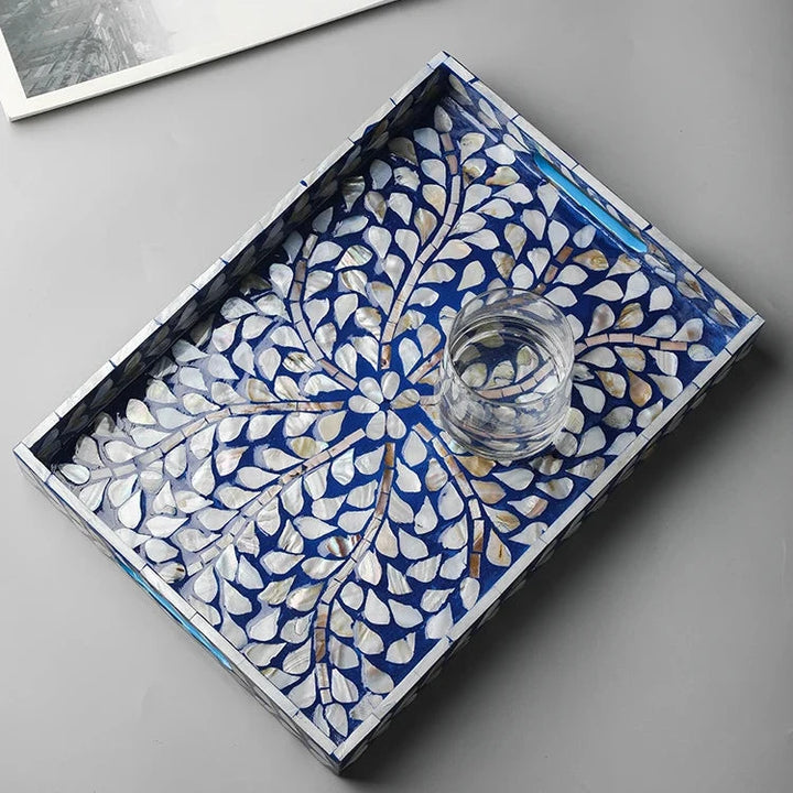 Blue Shell Lacquer Tray