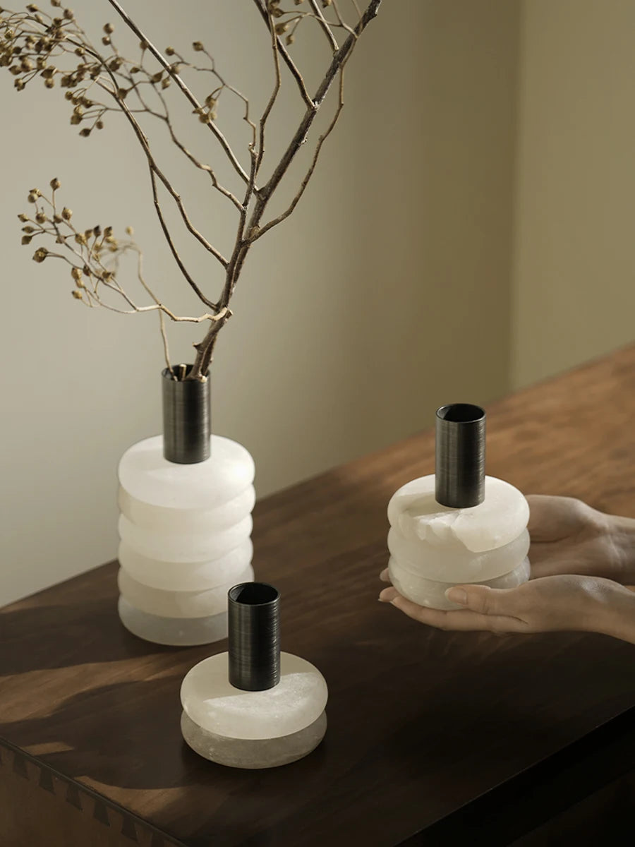 Minimalist White Onyx Marble Vases