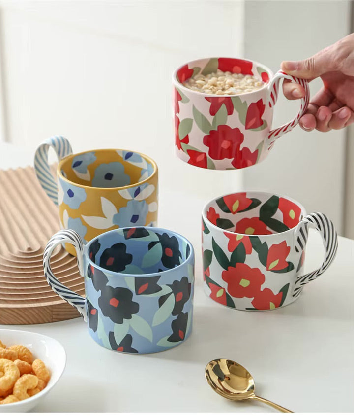 Unique Korean Flower Mugs