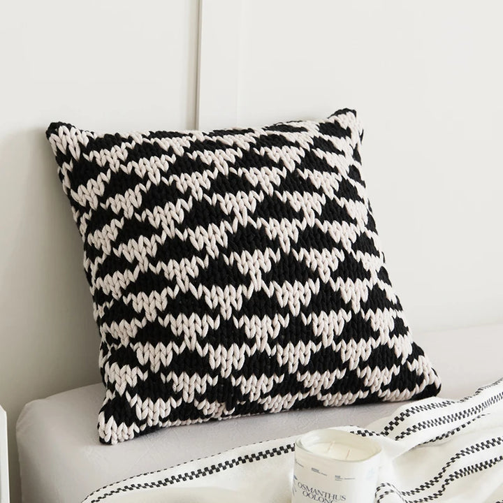 Black & Ivory Knit Geometric Pillows