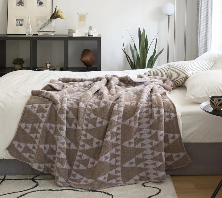 Brown & Lilac Triangle Blanket