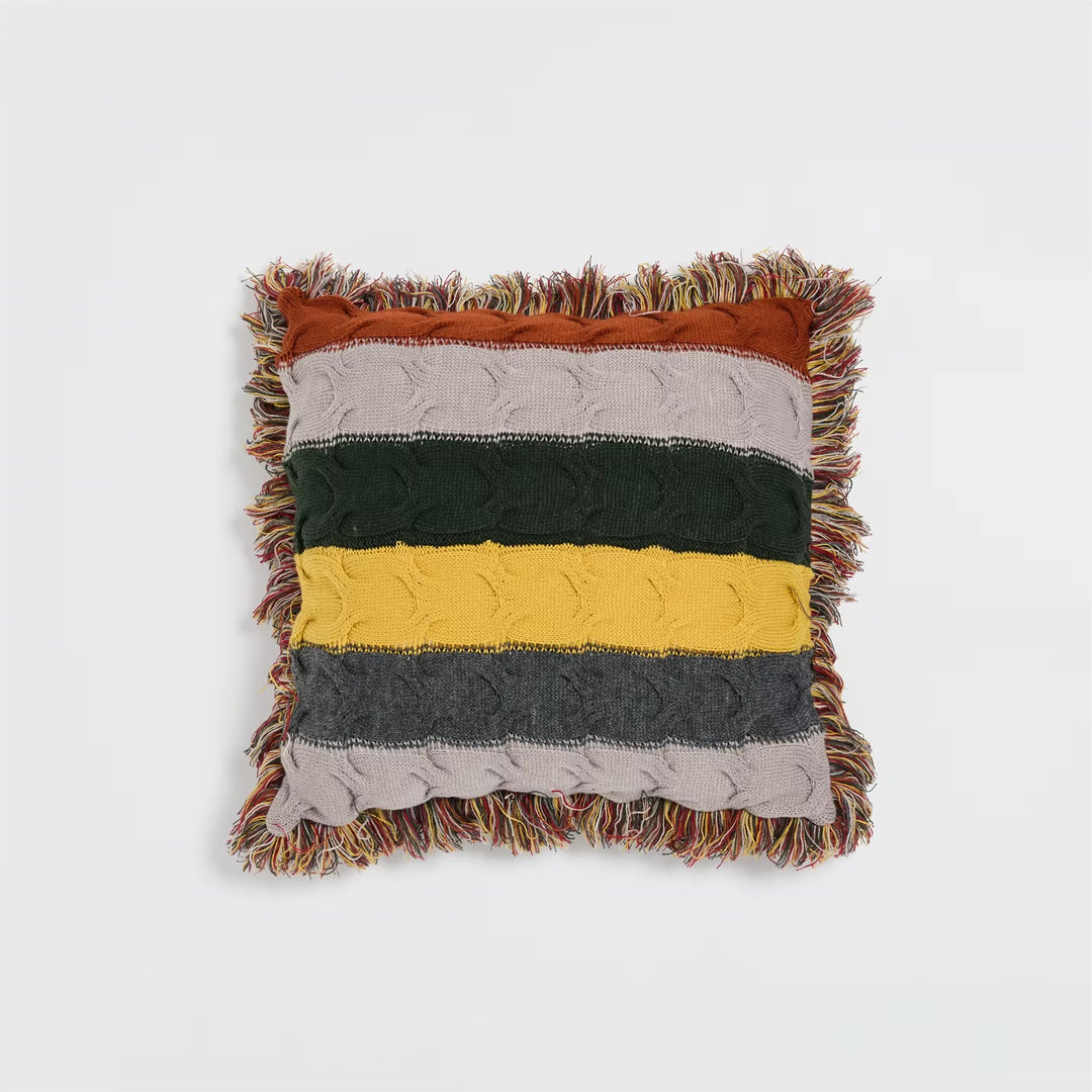 Crochet Contrast Color Blanket + Pillow