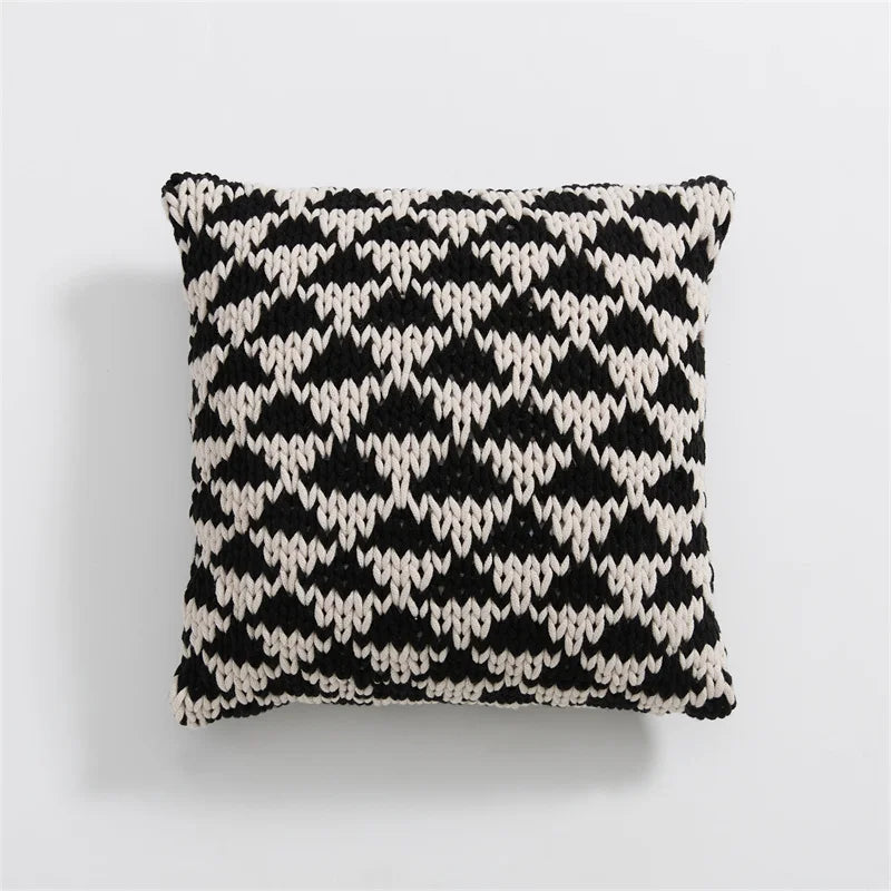 Black & Ivory Knit Geometric Pillows