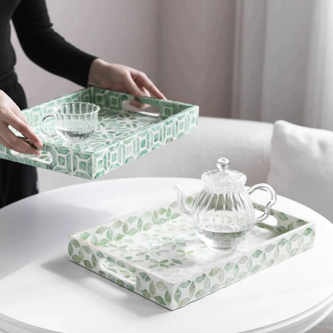 Green Seashell Lacquer Trays