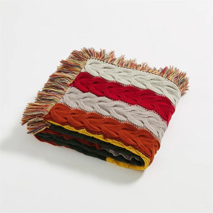 Crochet Contrast Color Blanket + Pillow