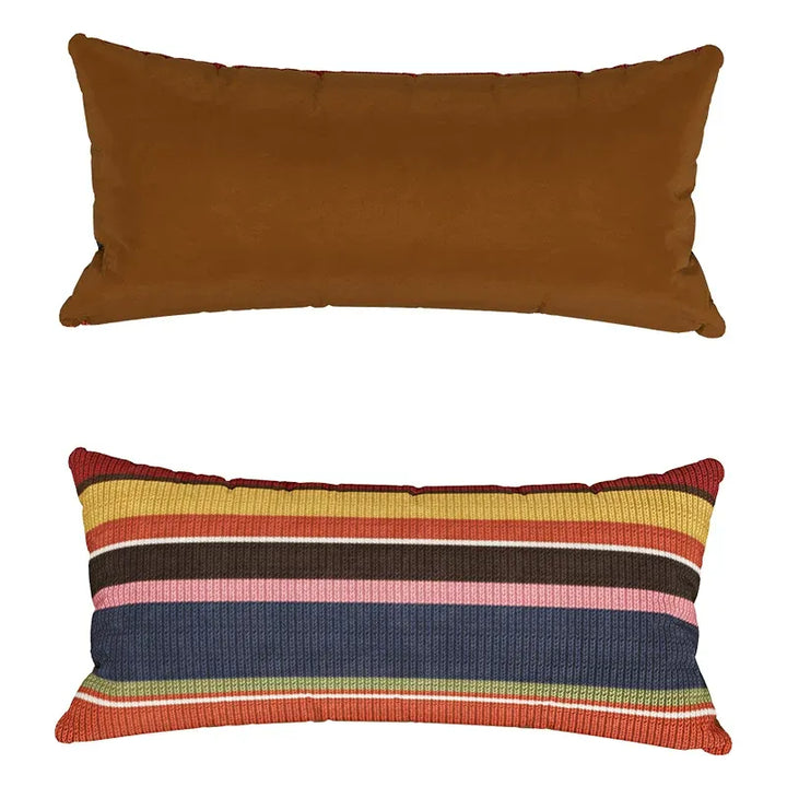 Multicolor Striped Lumbar Pillow
