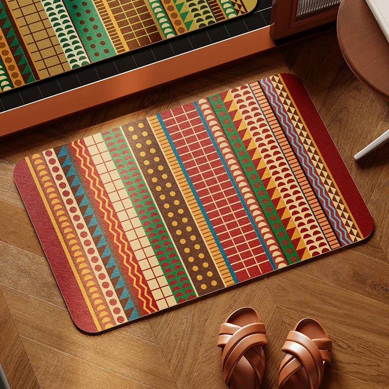Retro Boho Pattern Bathroom Mat