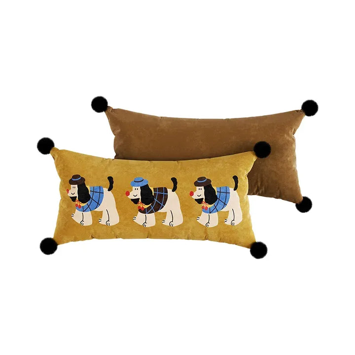 Retro Cartoon Puppy Lumbar Pillows