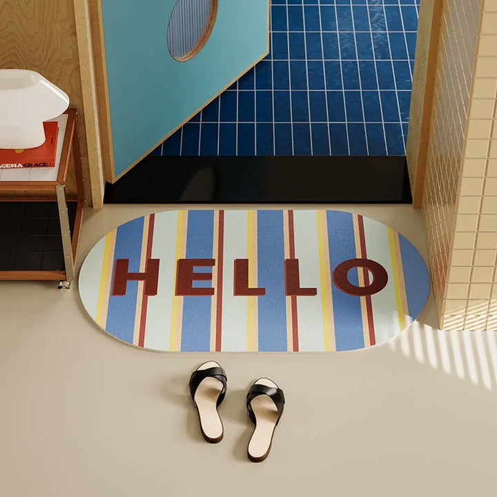 Hello Color Block Bathroom Mat