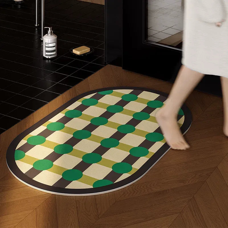 Color Block Polka Dot Bathroom Mat