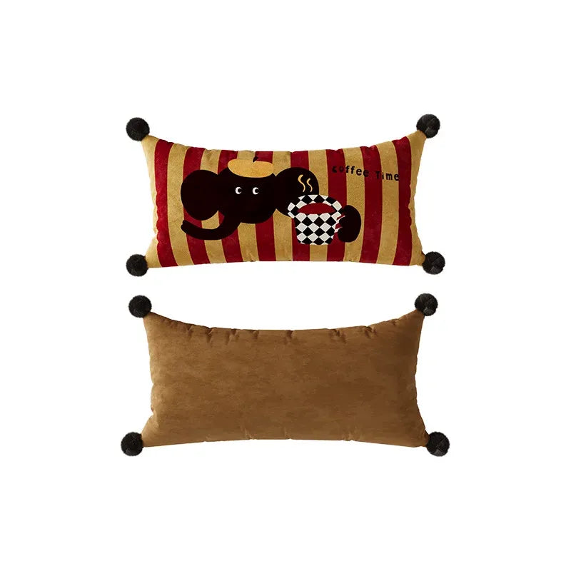 Elephant Coffee Time Lumbar Pillows