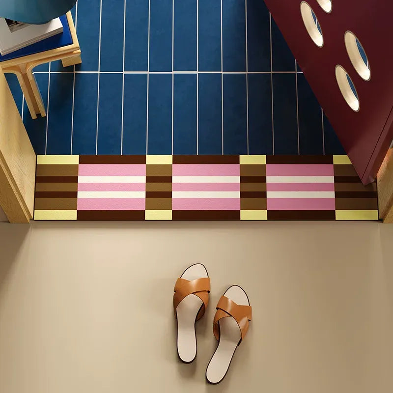 Pink Grid Space Narrow Door Mat