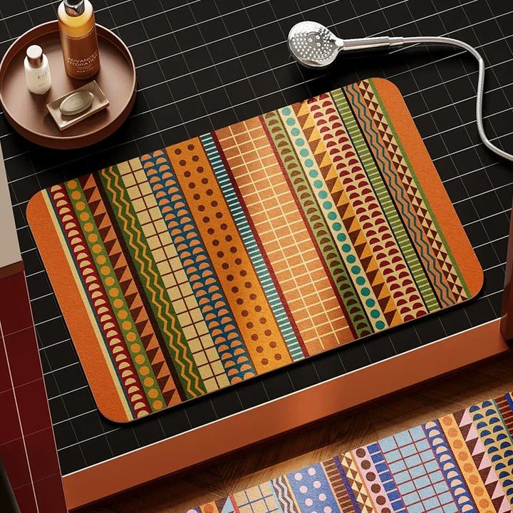 Retro Boho Pattern Bathroom Mat