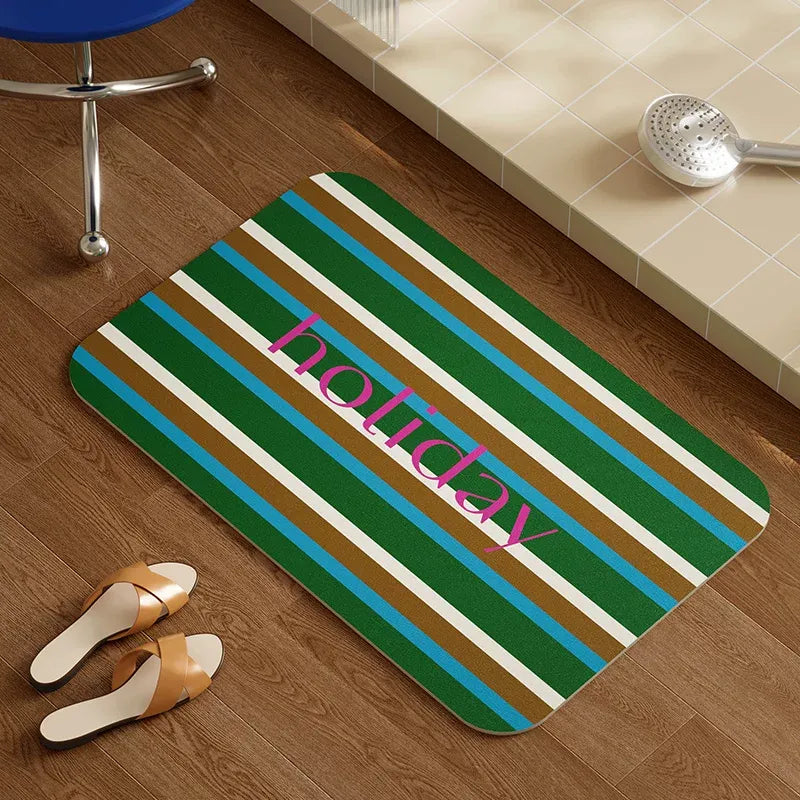 Striped Colorful Holiday Bathroom Mat