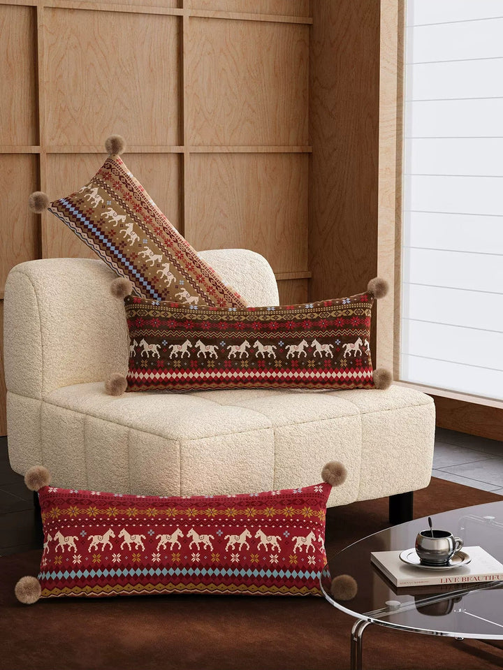 Horse Sweater Pattern Lumbar Pillow