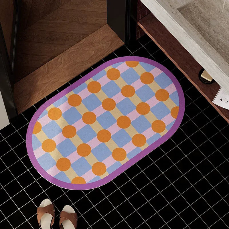 Color Block Polka Dot Bathroom Mat