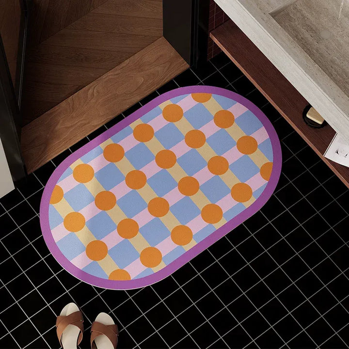 Color Block Polka Dot Bathroom Mat