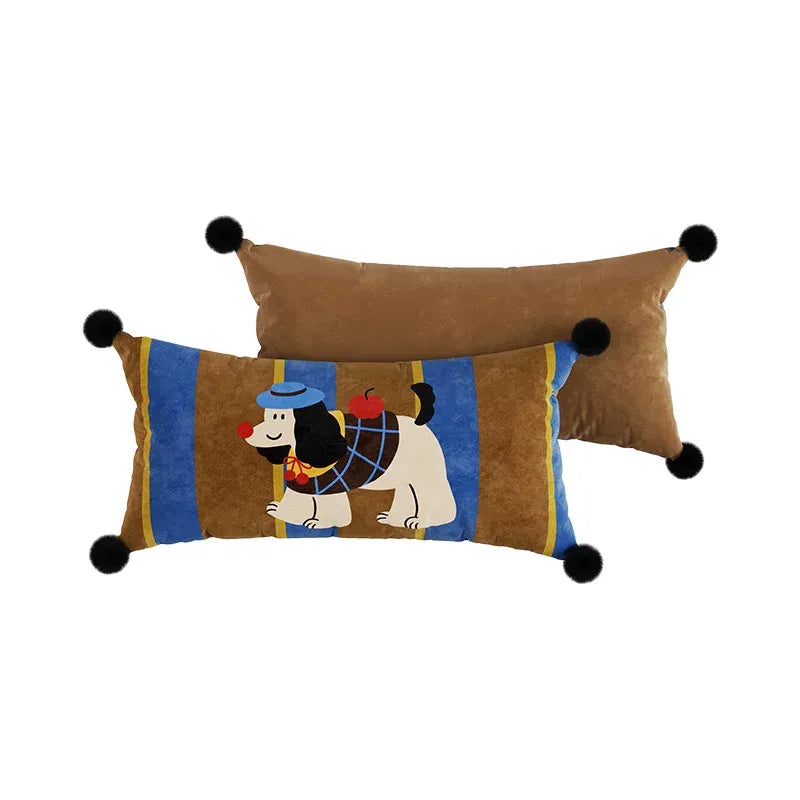 Retro Cartoon Puppy Lumbar Pillows