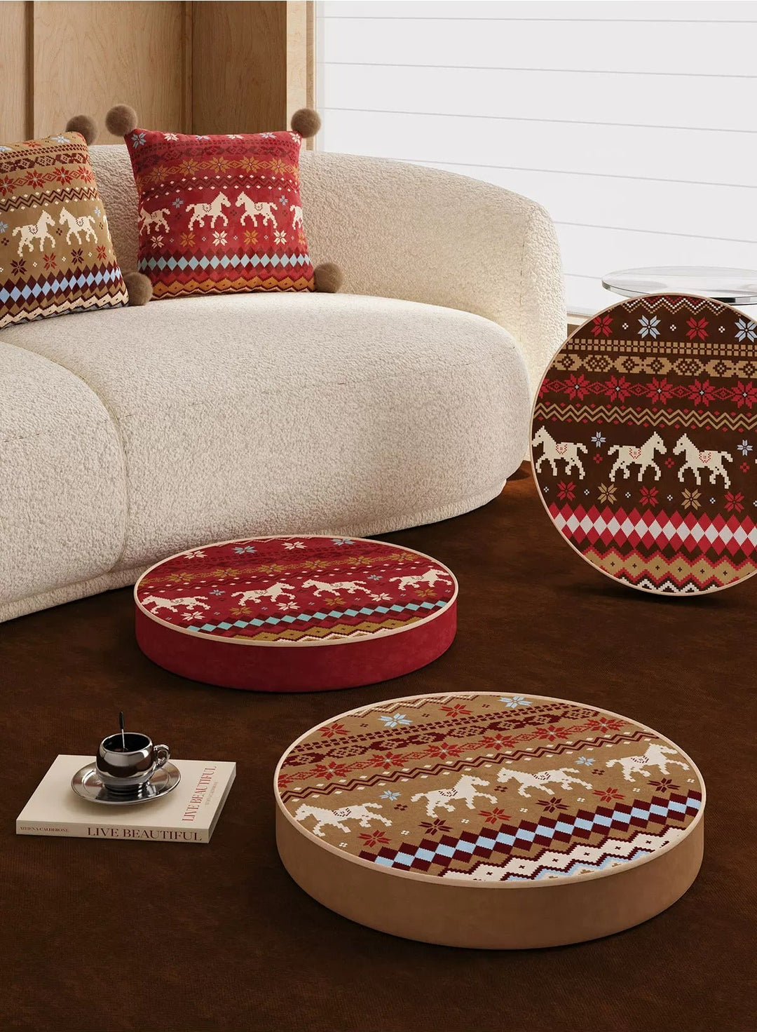 Horse Sweater Pattern Seat Cushions