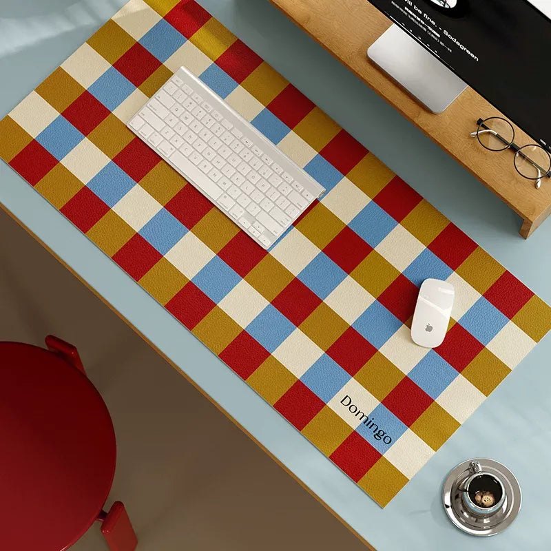 Red &amp; Green Grid Space Desk Mat