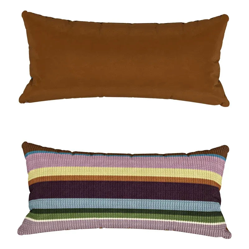 Multicolor Striped Lumbar Pillow