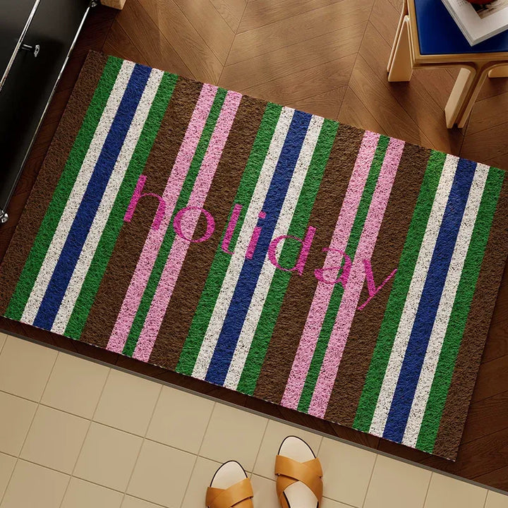 Striped Colorful Holiday Door Mat