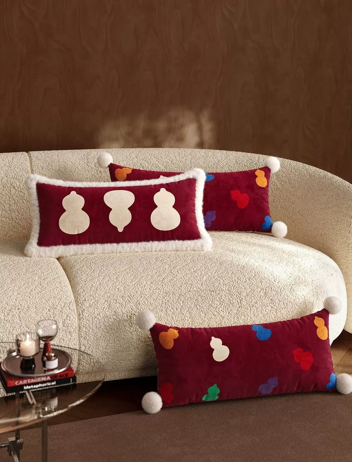 Burgundy Gourd Festive Lumbar Pillow