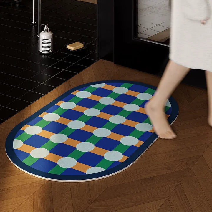 Color Block Polka Dot Bathroom Mat
