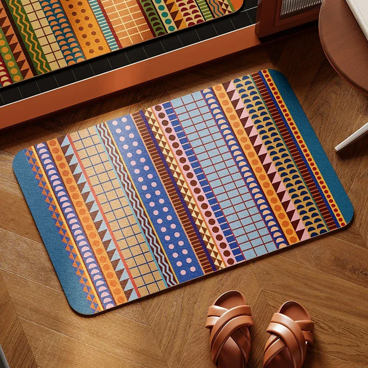 Retro Boho Pattern Bathroom Mat