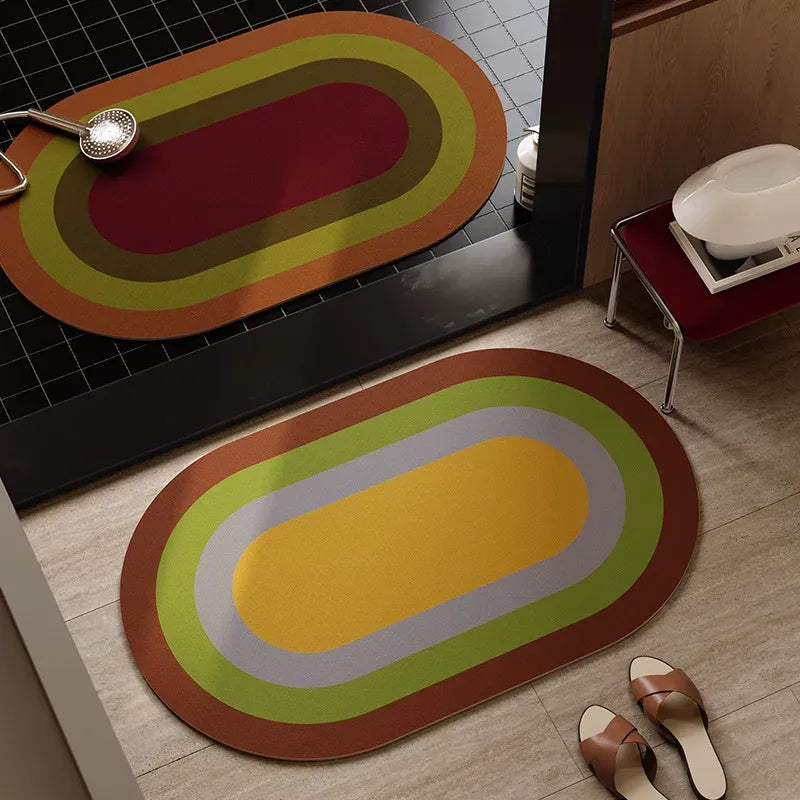 Retro Square Gradient Pattern Bathroom Mat