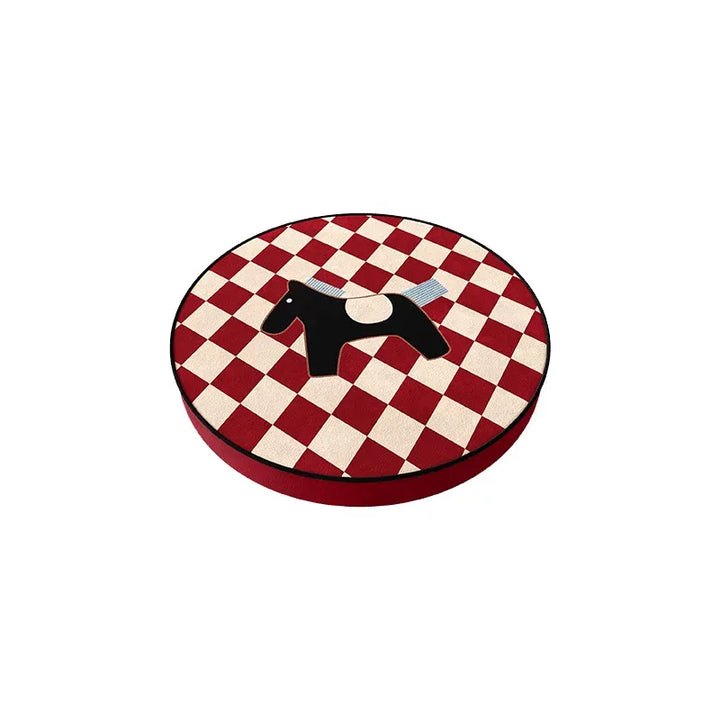 Red & White Horse Pattern Seat Cushions