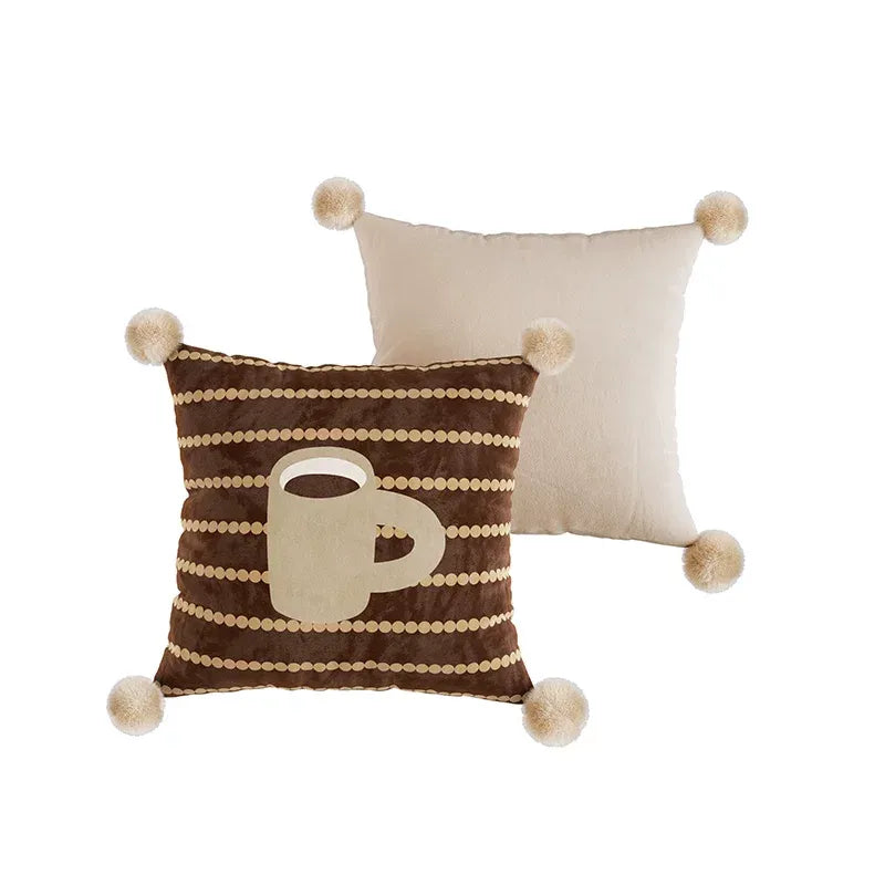 Brown Cartoon Striped Pillows