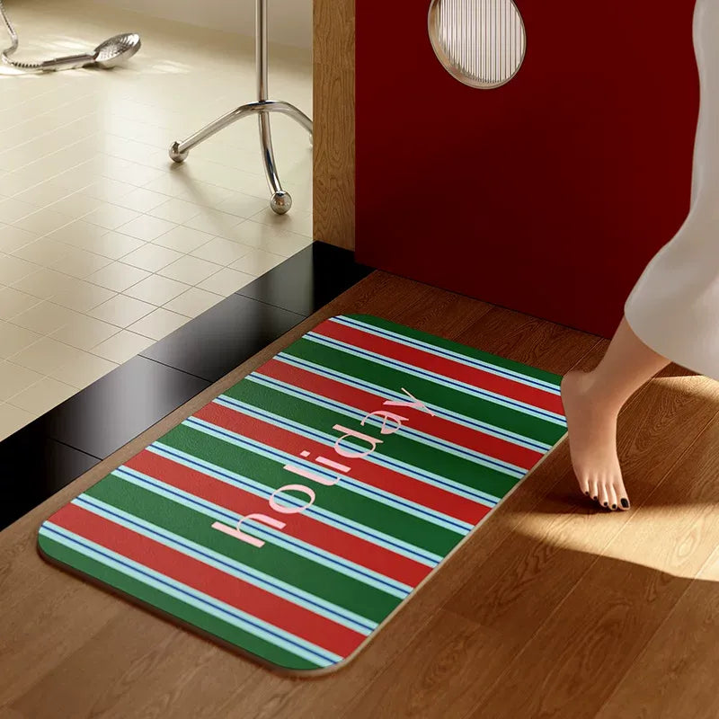 Striped Colorful Holiday Bathroom Mat