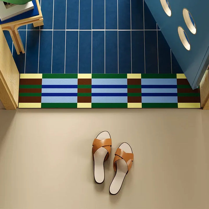 Green Grid Space Narrow Door Mat