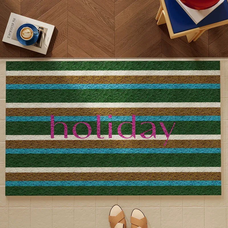 Striped Colorful Holiday Door Mat