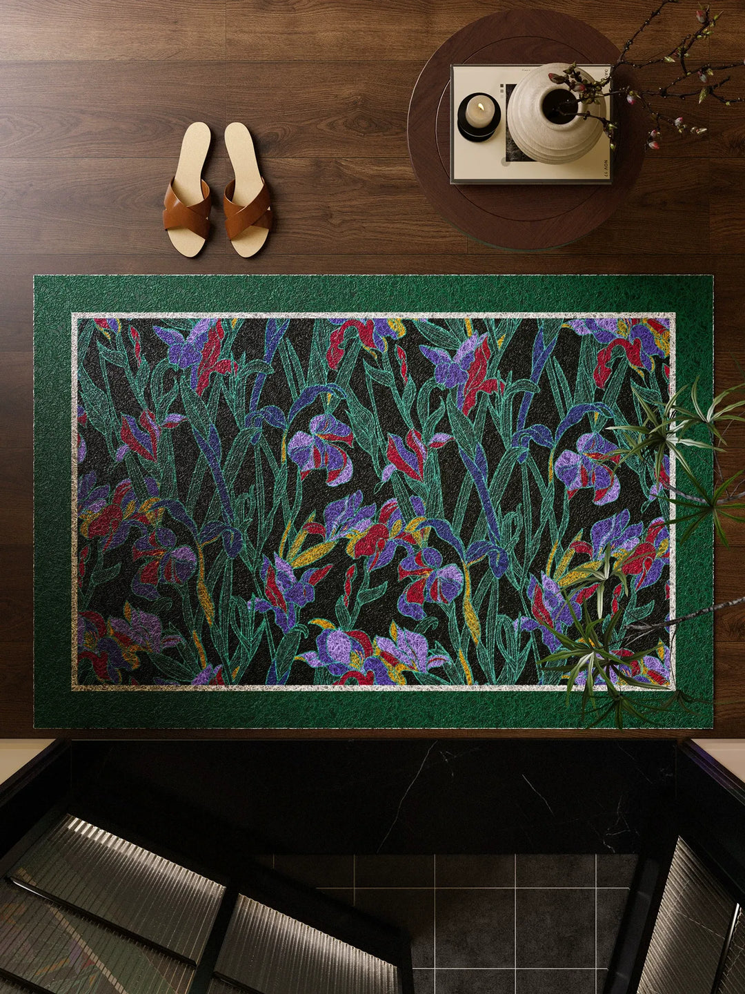 Iris Flower Entryway Door Mat