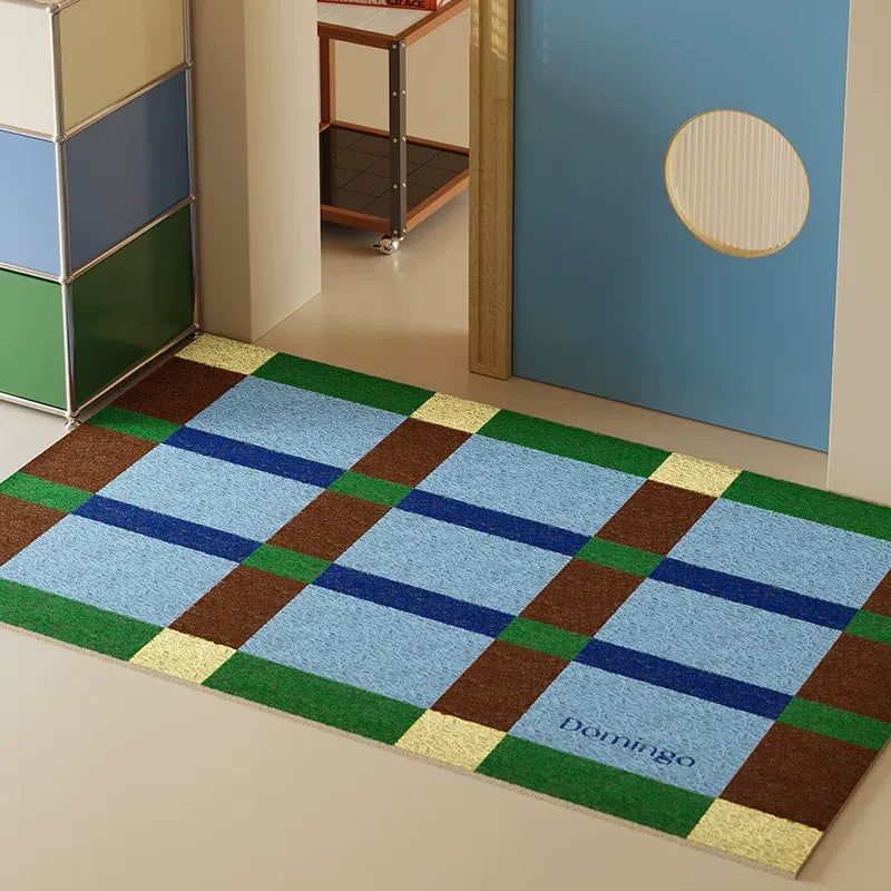 Green Grid Space Door Mat