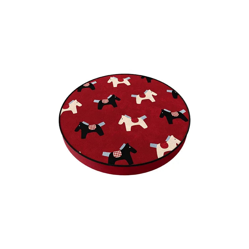 Red & White Horse Pattern Seat Cushions