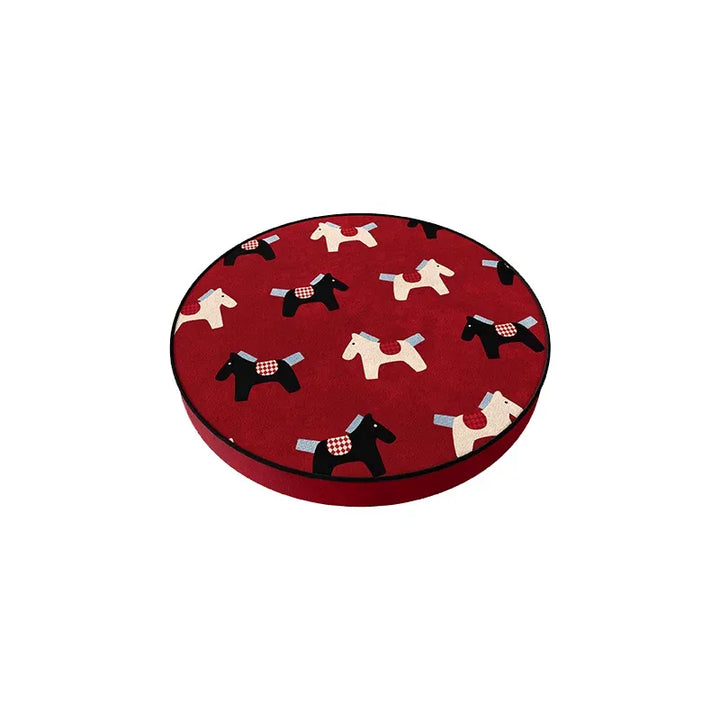 Red & White Horse Pattern Seat Cushions