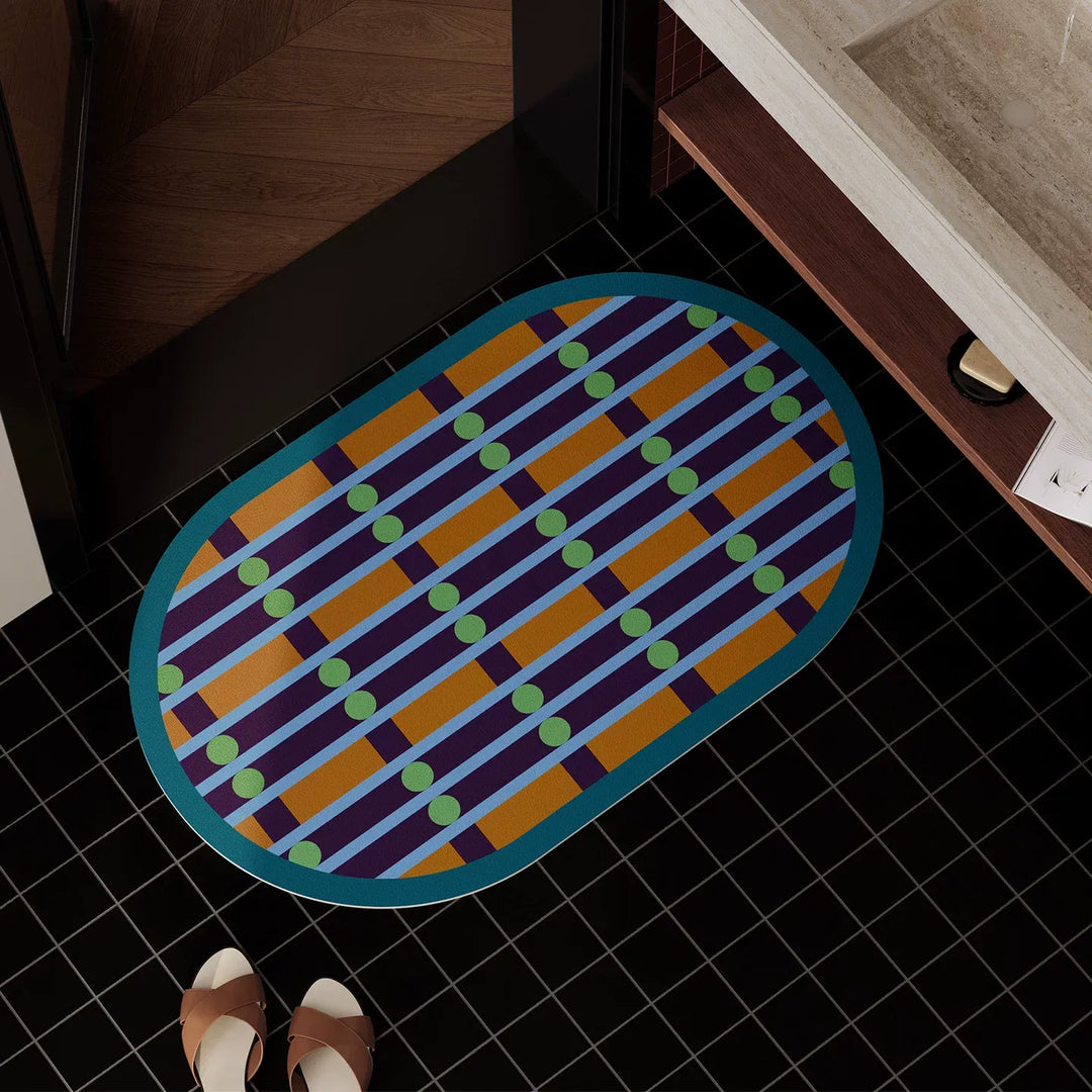 Retro Weave Pattern Bathroom Mat