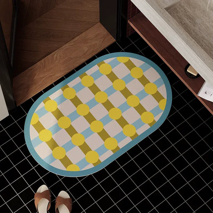 Color Block Polka Dot Bathroom Mat