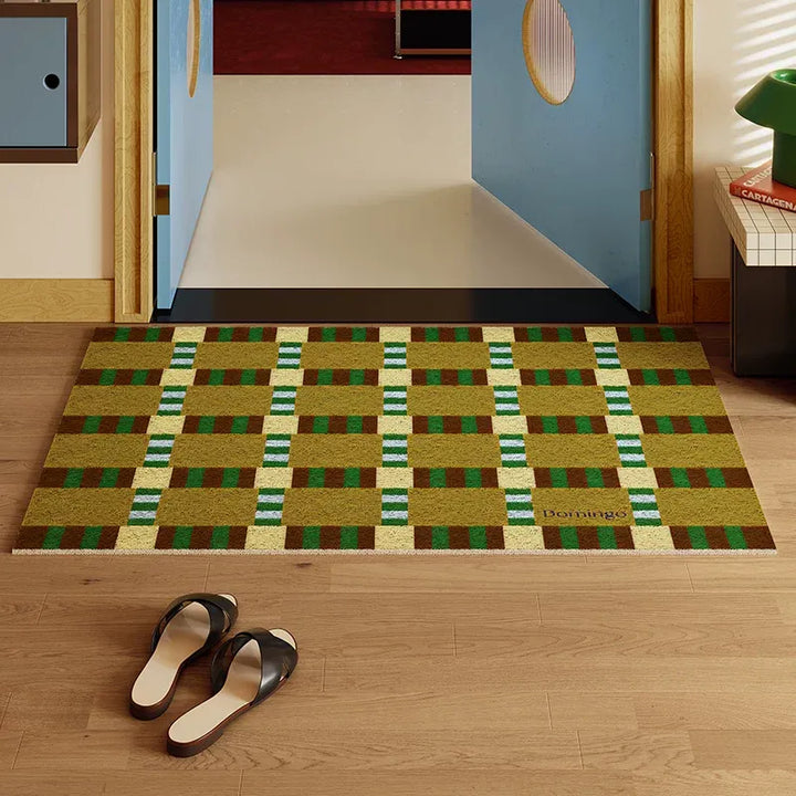 Green Grid Space Door Mat