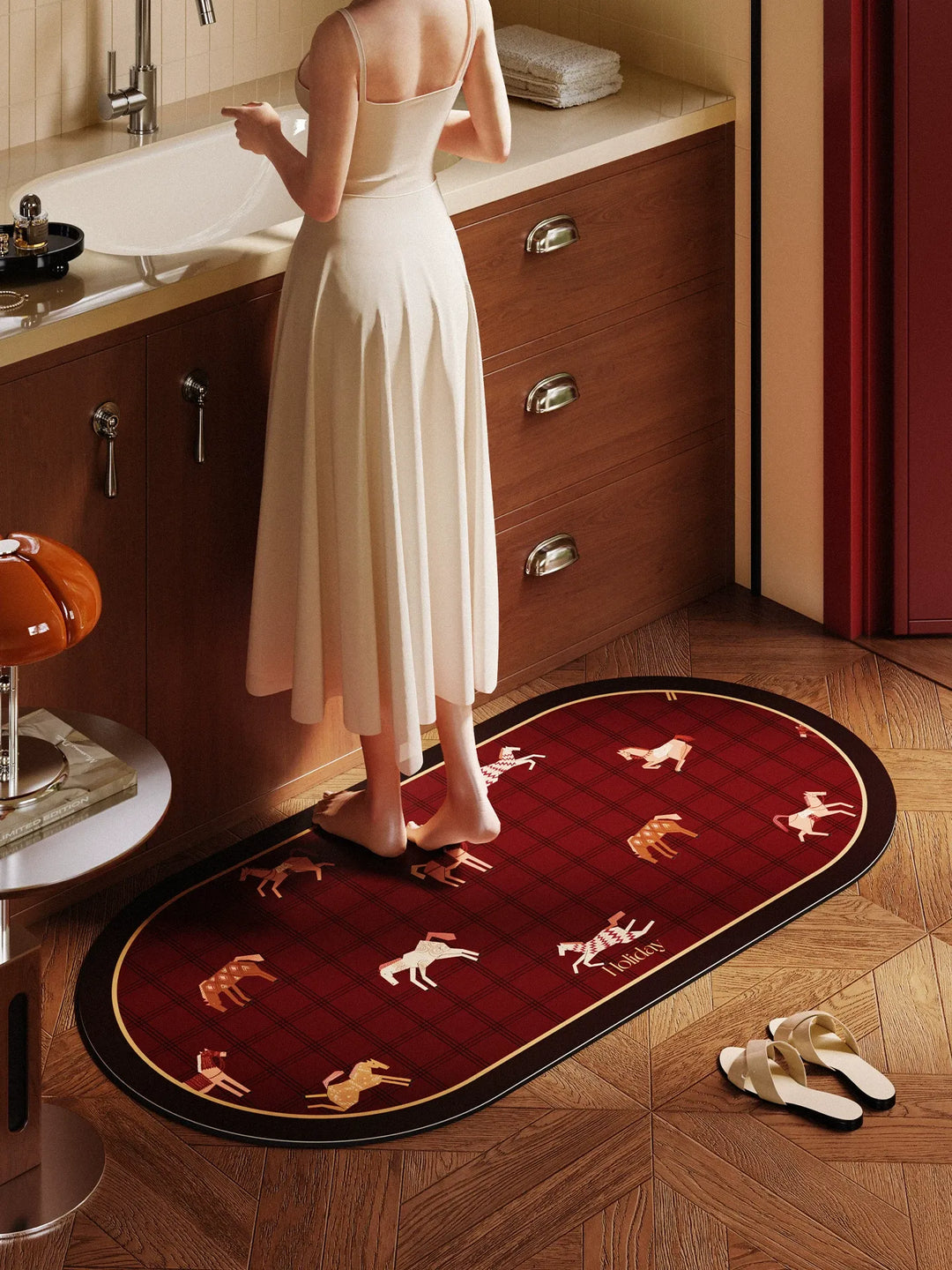 Holiday Horse Pattern Bathroom Mat
