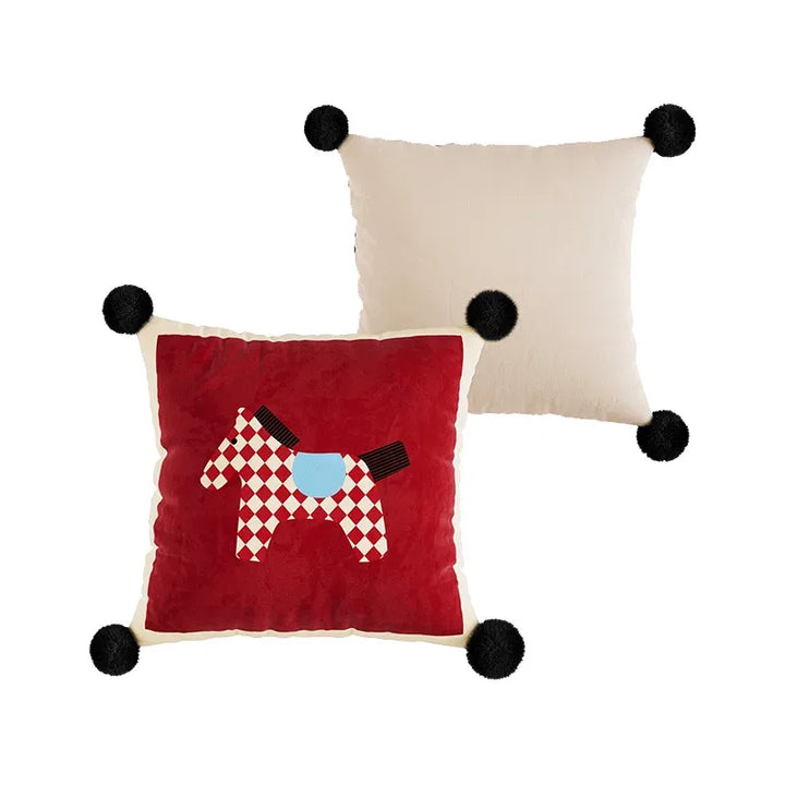 Red & White Horse Pattern Pillows