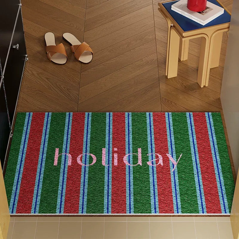 Striped Colorful Holiday Door Mat