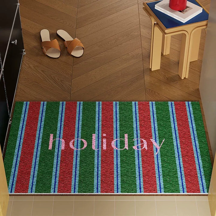 Striped Colorful Holiday Door Mat