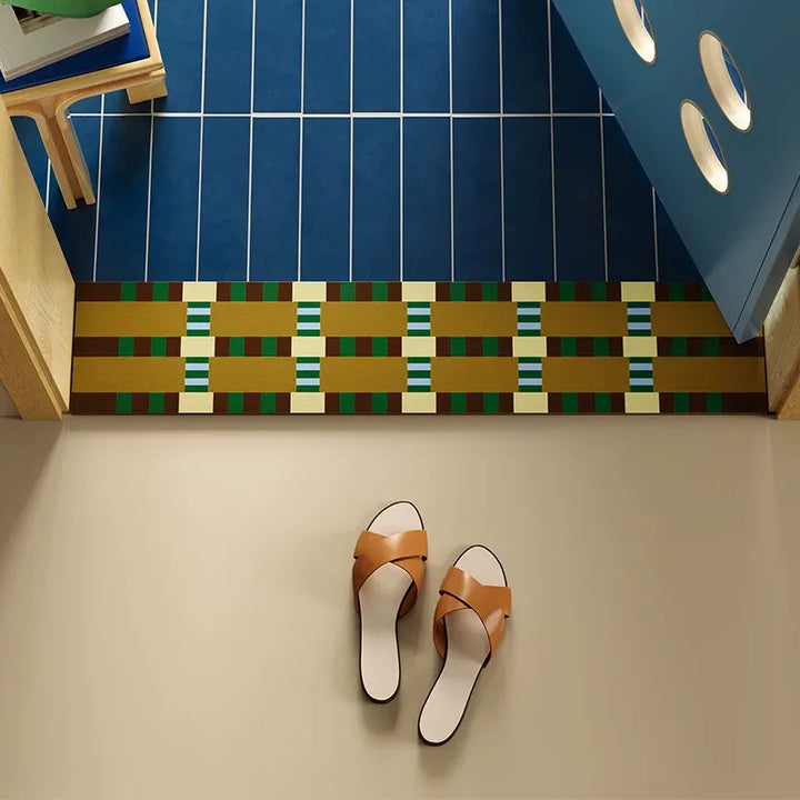 Green Grid Space Narrow Door Mat